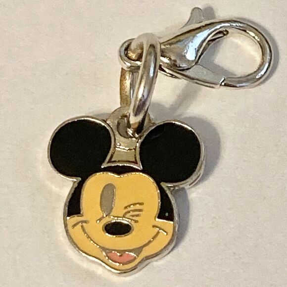 Vintage Disney Happy Winking Mickey Mouse Clip On Charm Zipper Pull Bag Purse - Picture 2 of 7